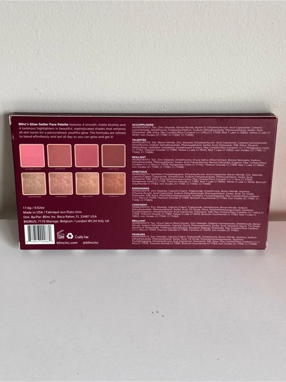 Blinc Glow Getter Face Palette 4 Blushes 4 Highlighters